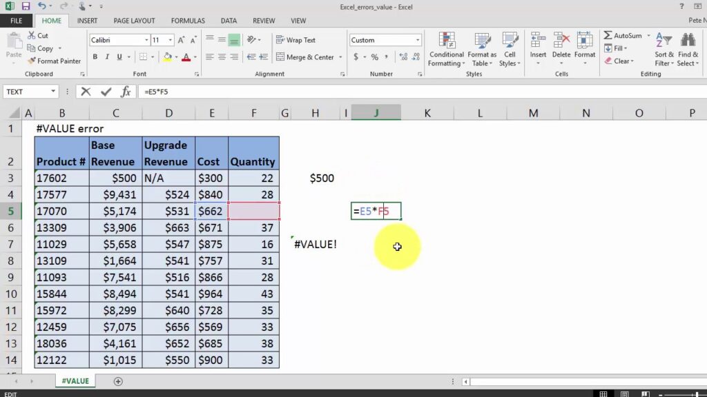 How to Fix #Value in Excel Formula