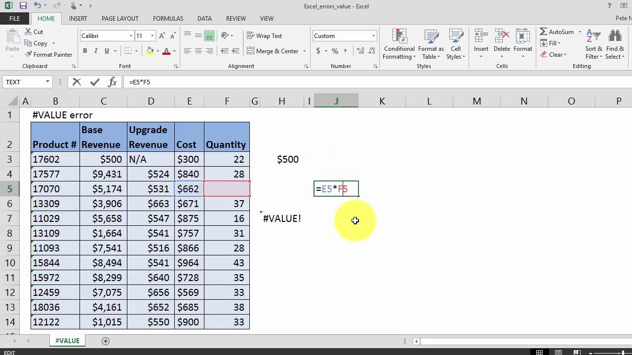 How to Fix #Value in Excel Formula